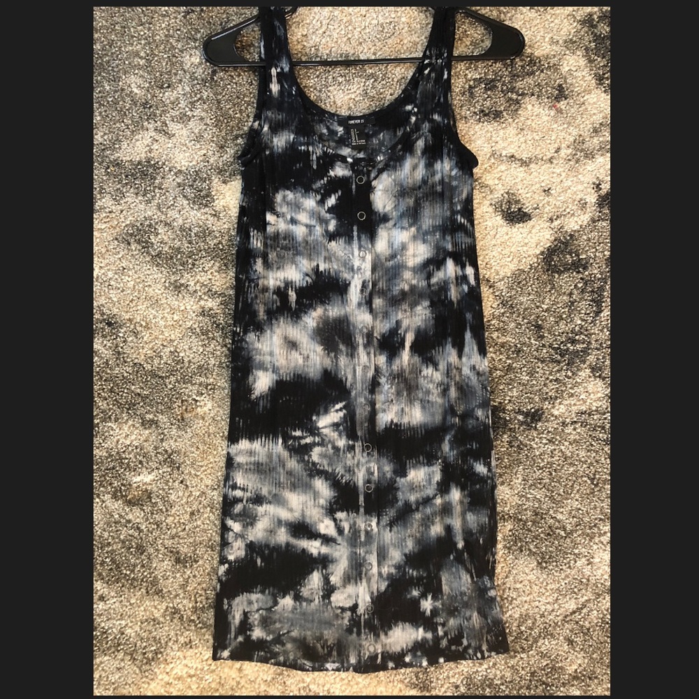 Tie dye button up body con dress